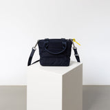 padded tote bag mini + strap basic woven slim - navy - VIVI MARI