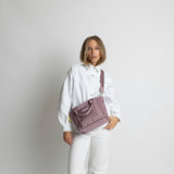 padded tote bag small + strap basic woven slim - ash plum - VIVI MARI