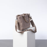 padded tote bag small + strap basic woven slim - dark mushroom - VIVI MARI