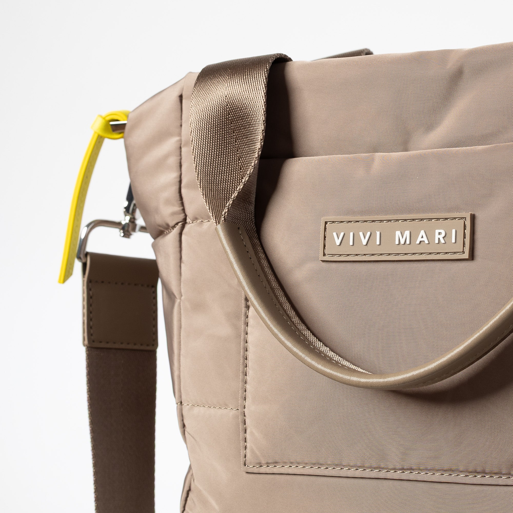 padded tote bag small + strap basic woven slim - dark mushroom - VIVI MARI