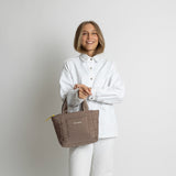 padded tote bag small + strap basic woven slim - dark mushroom - VIVI MARI