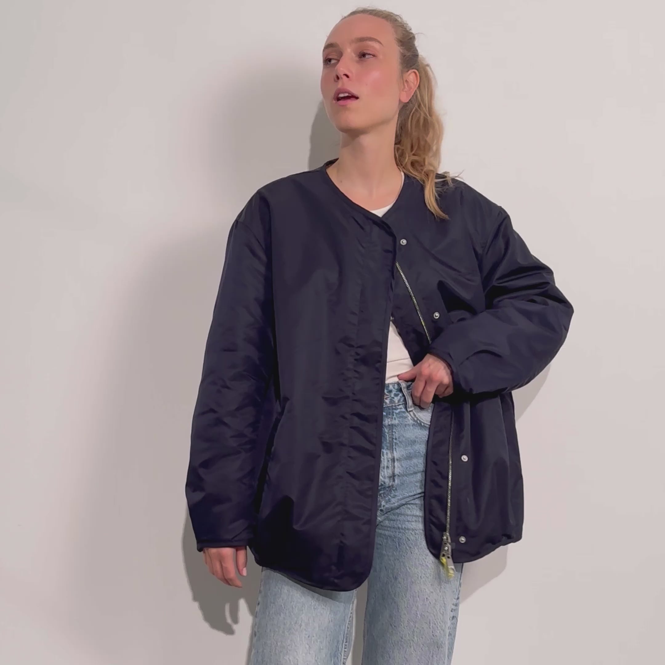 Reversible Bomber Jacket - navy/caramel - VIVI MARI
