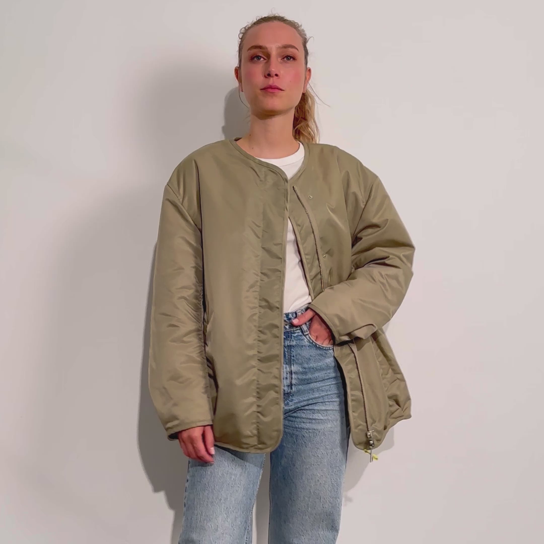 Reversible Bomber Jacket - pale olive/sand - VIVI MARI