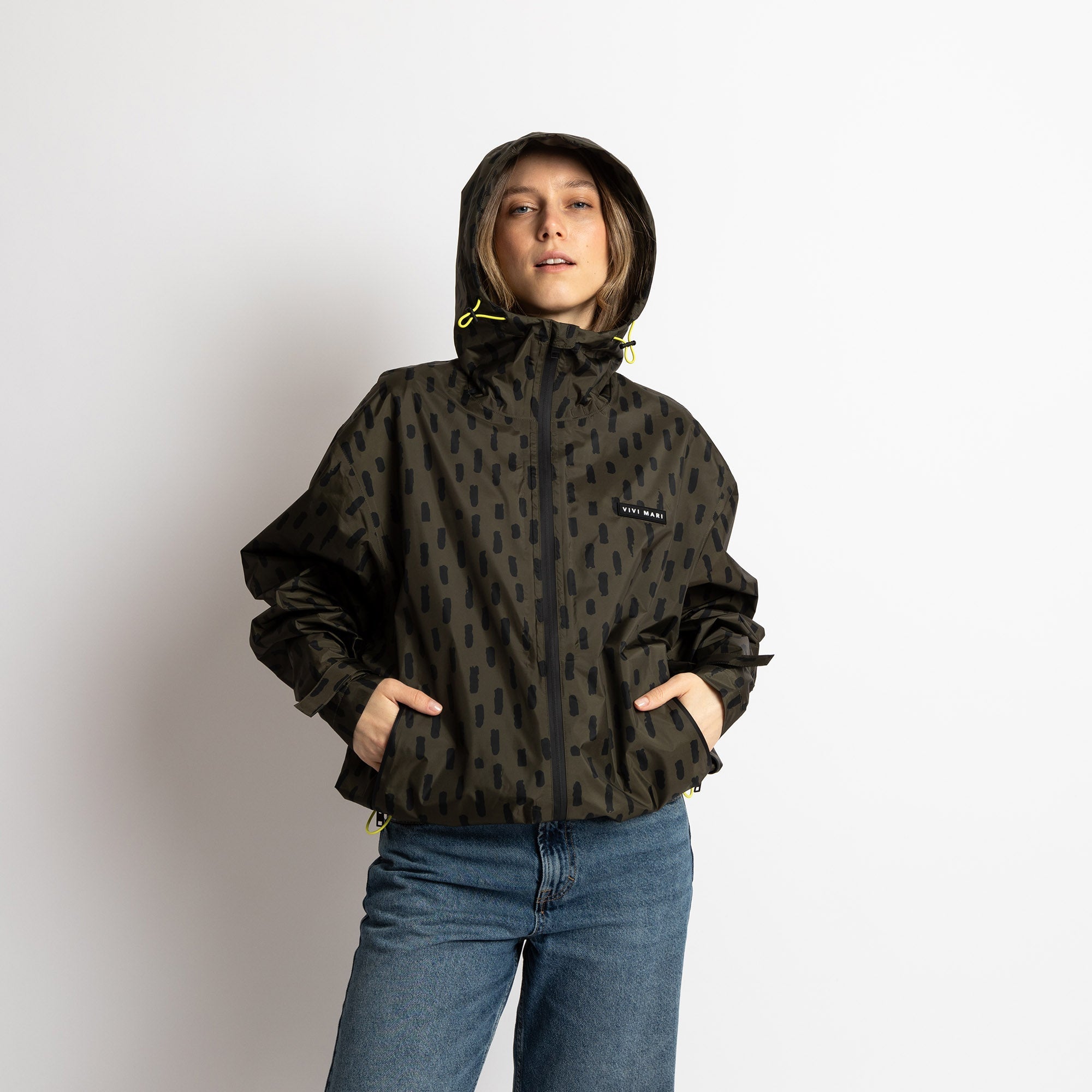 Rain Jacket drops olive/black - VIVI MARI