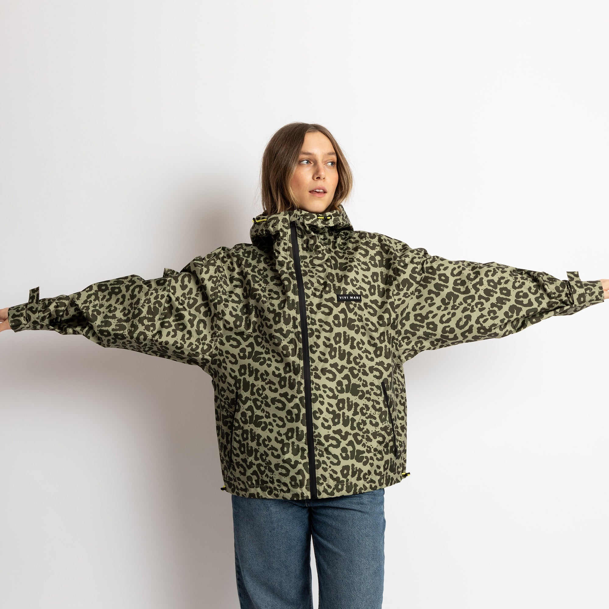 Rain Jacket leo splashes olive/pale olive - VIVI MARI