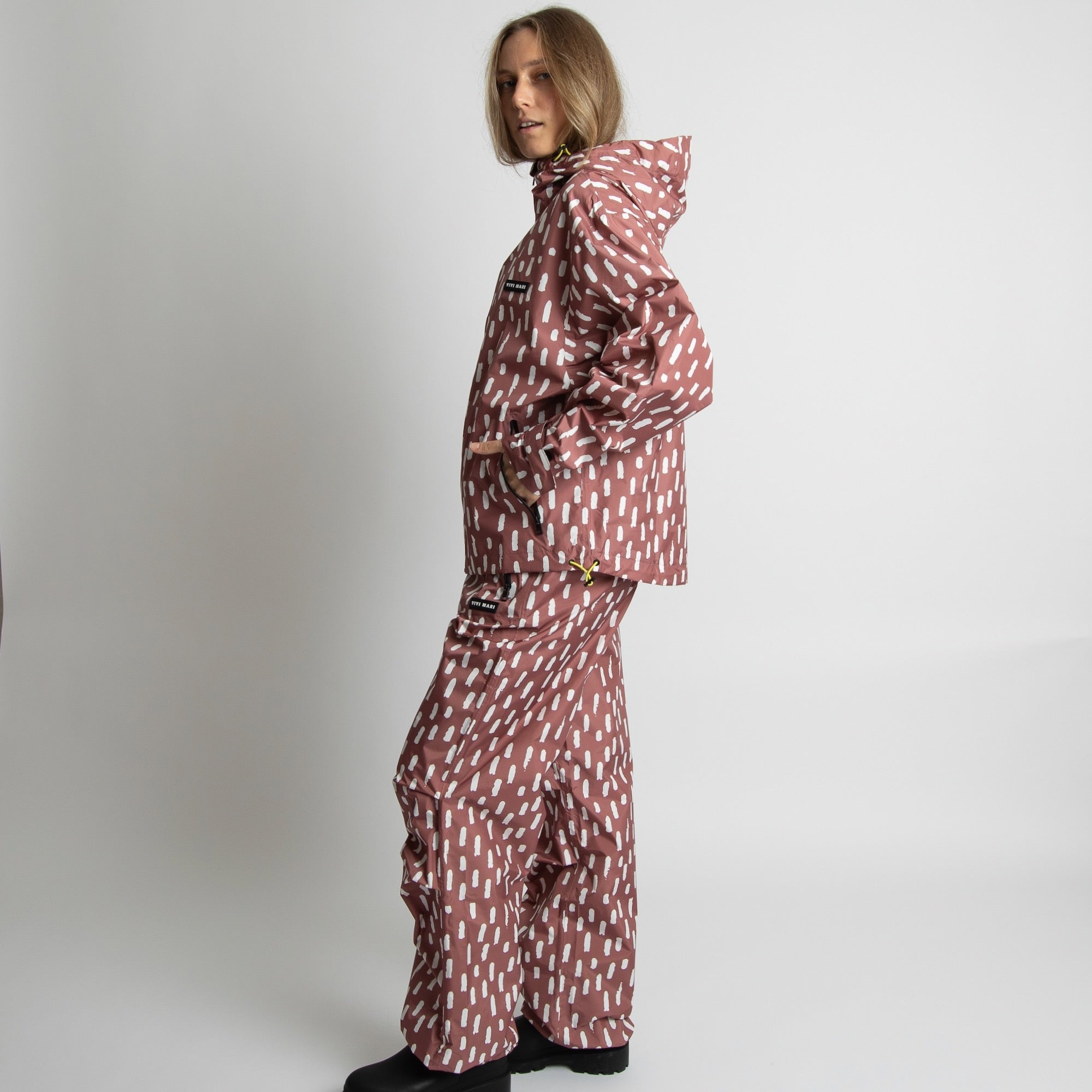 Rain Pants drops mauve/white - VIVI MARI