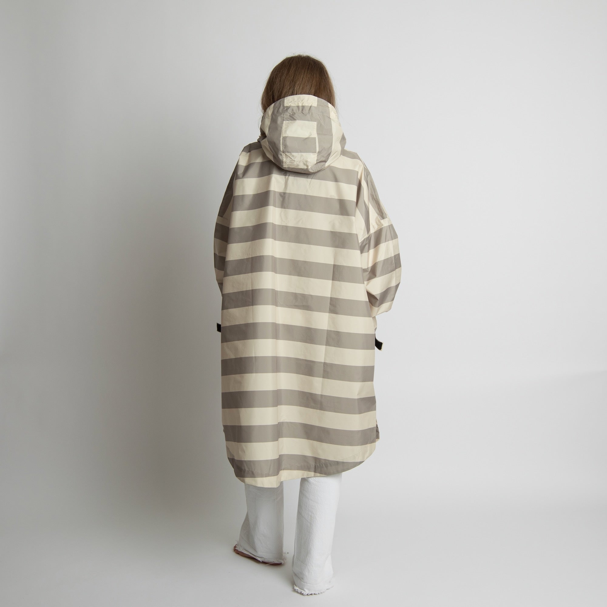 Raincoat bold stripes mushroom/sand - VIVI MARI