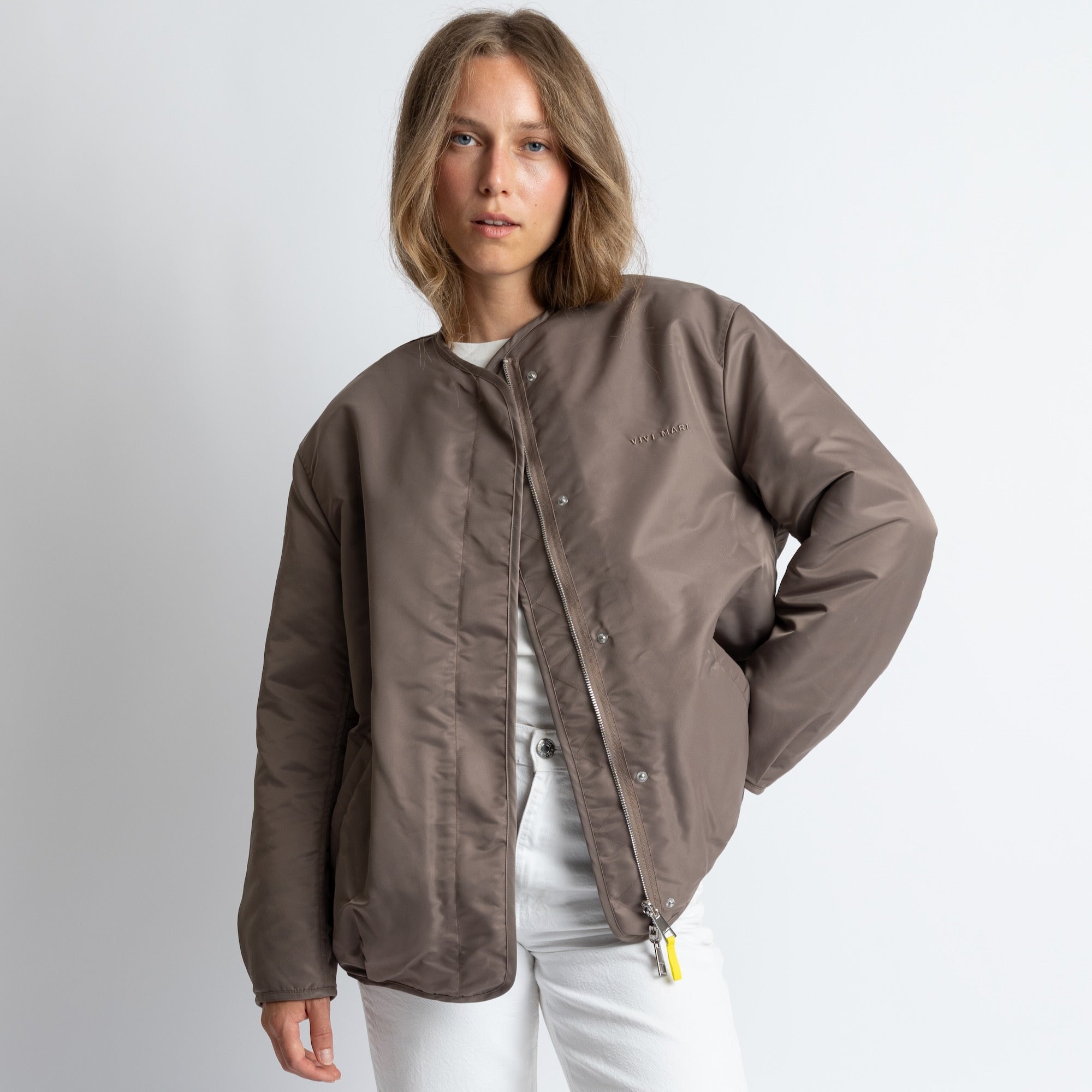 Reversible Bomber Jacket - dark mushroom/mushroom - VIVI MARI
