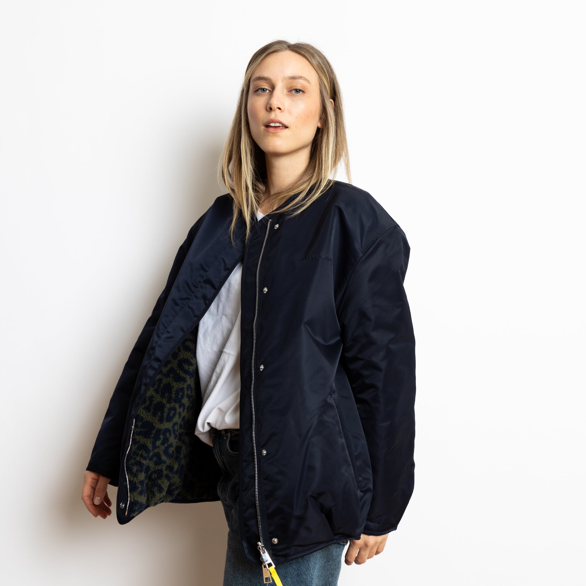 Reversible Bomber Jacket - navy/leo navy - olive - VIVI MARI