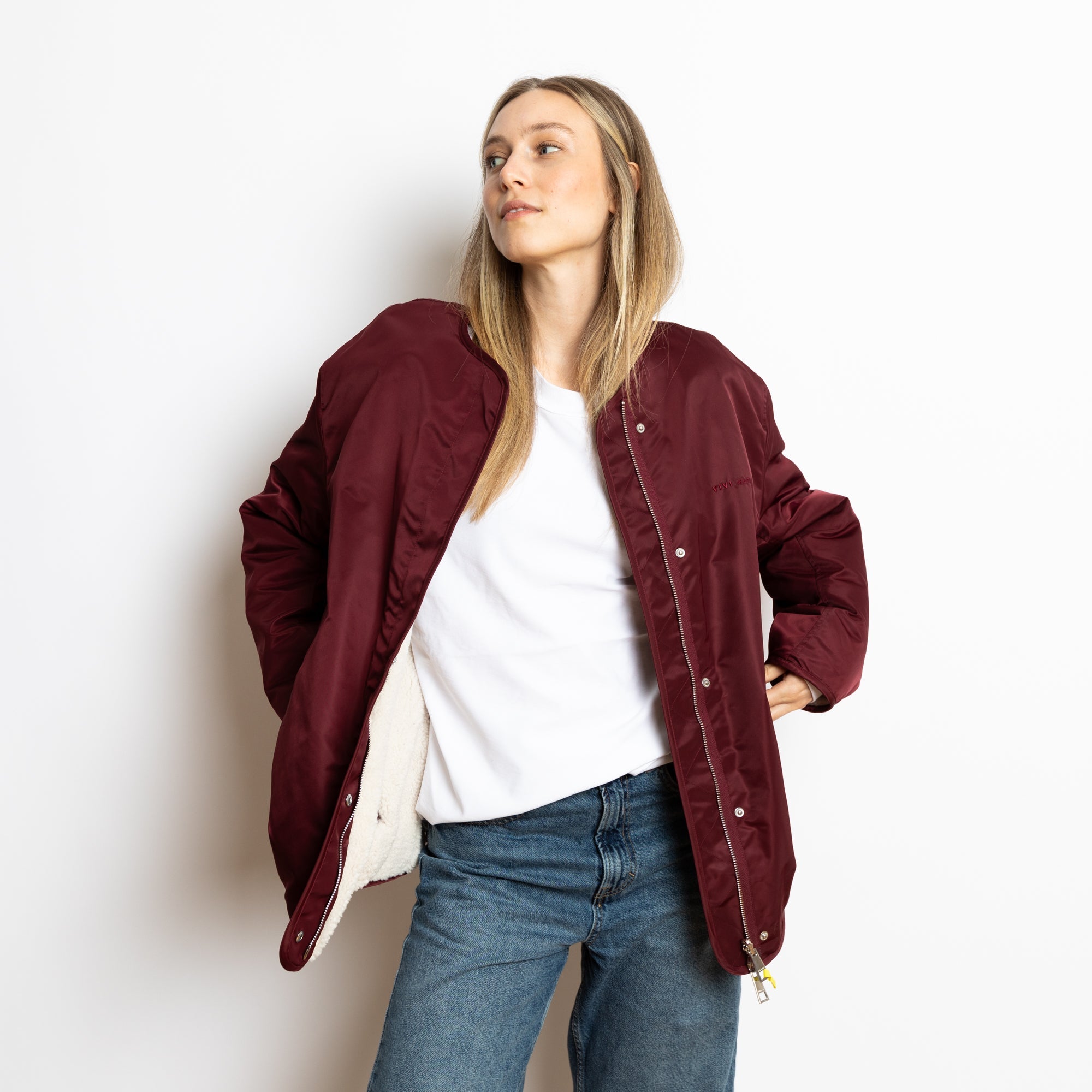 Reversible Bomber Jacket - wine red/sand - VIVI MARI