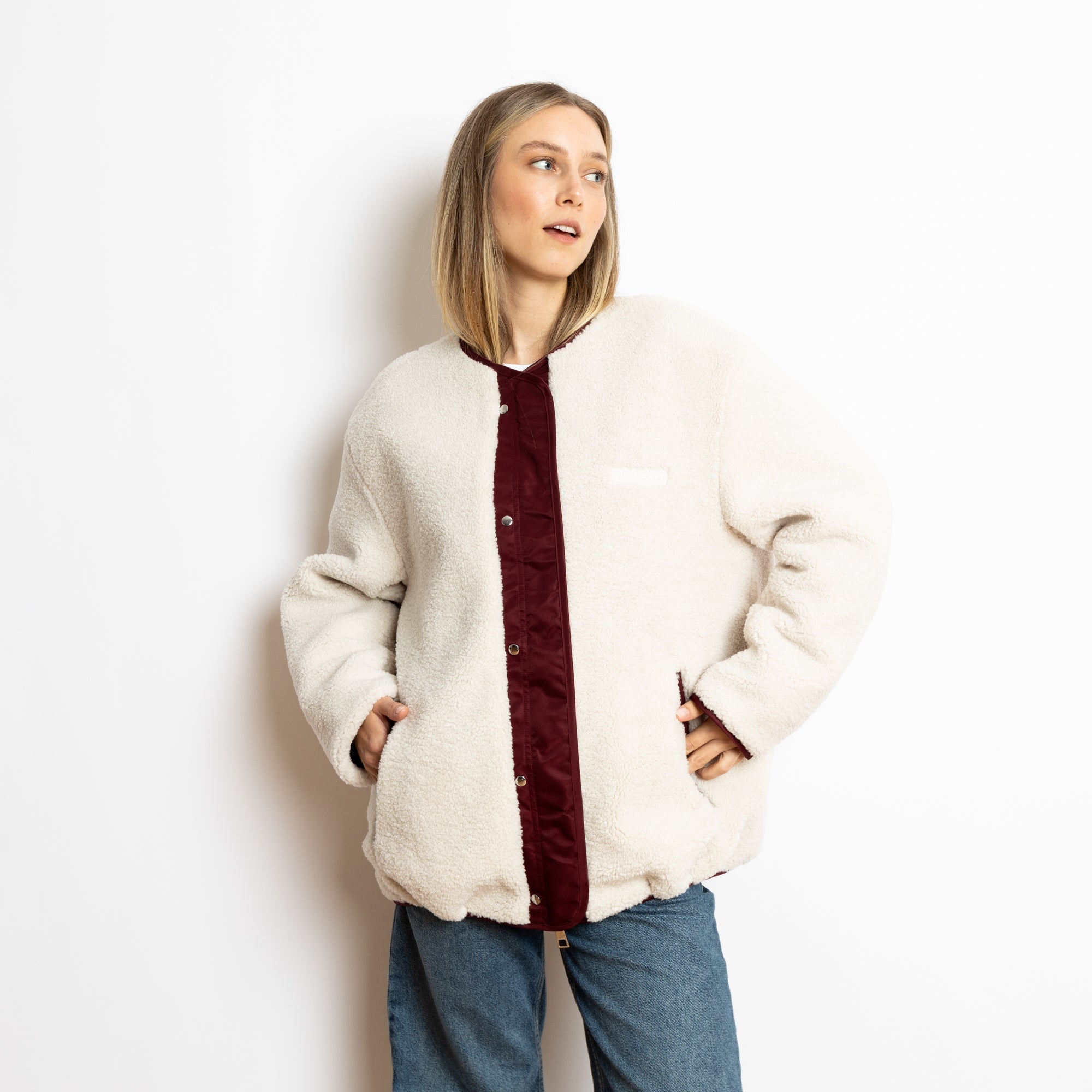 Reversible Bomber Jacket - wine red/sand - VIVI MARI