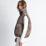 Reversible Bomber Vest - dark mushroom/mushroom - VIVI MARI