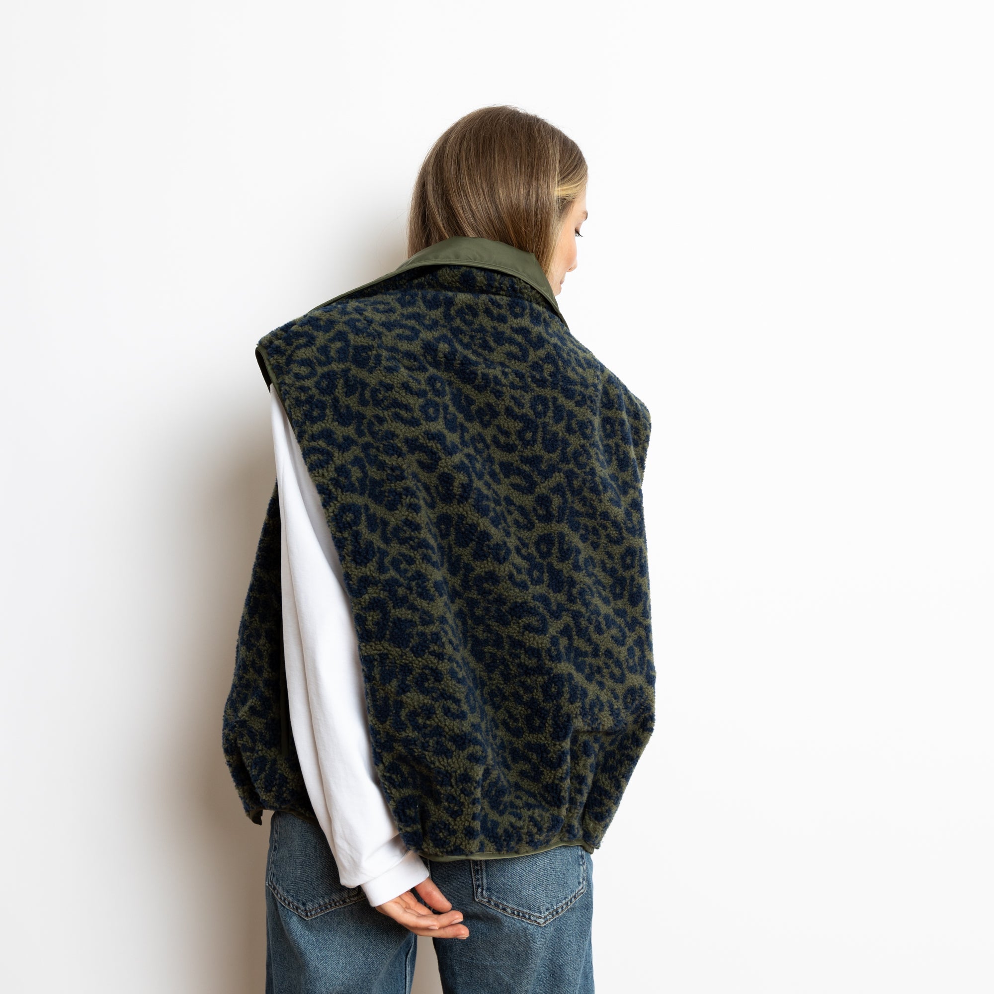 Reversible Bomber Vest - olive/leo navy - olive - VIVI MARI