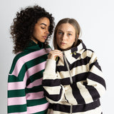 Sweat Jacket hoodie - bold stripes black/sand - VIVI MARI