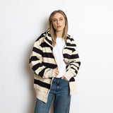 Sweat Jacket hoodie - bold stripes black/sand - VIVI MARI