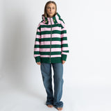 Sweat Jacket hoodie - bold stripes green/rosé - VIVI MARI