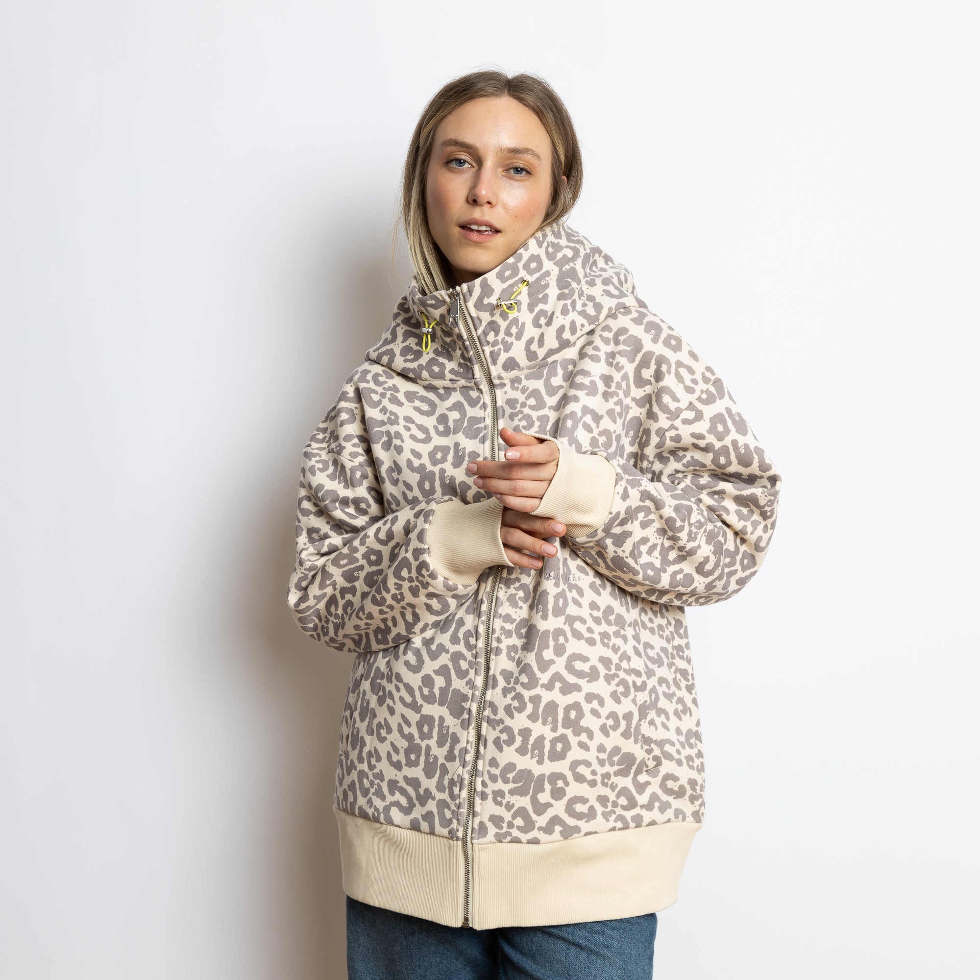 Sweat Jacket hoodie - leo splashes grey/sand - VIVI MARI