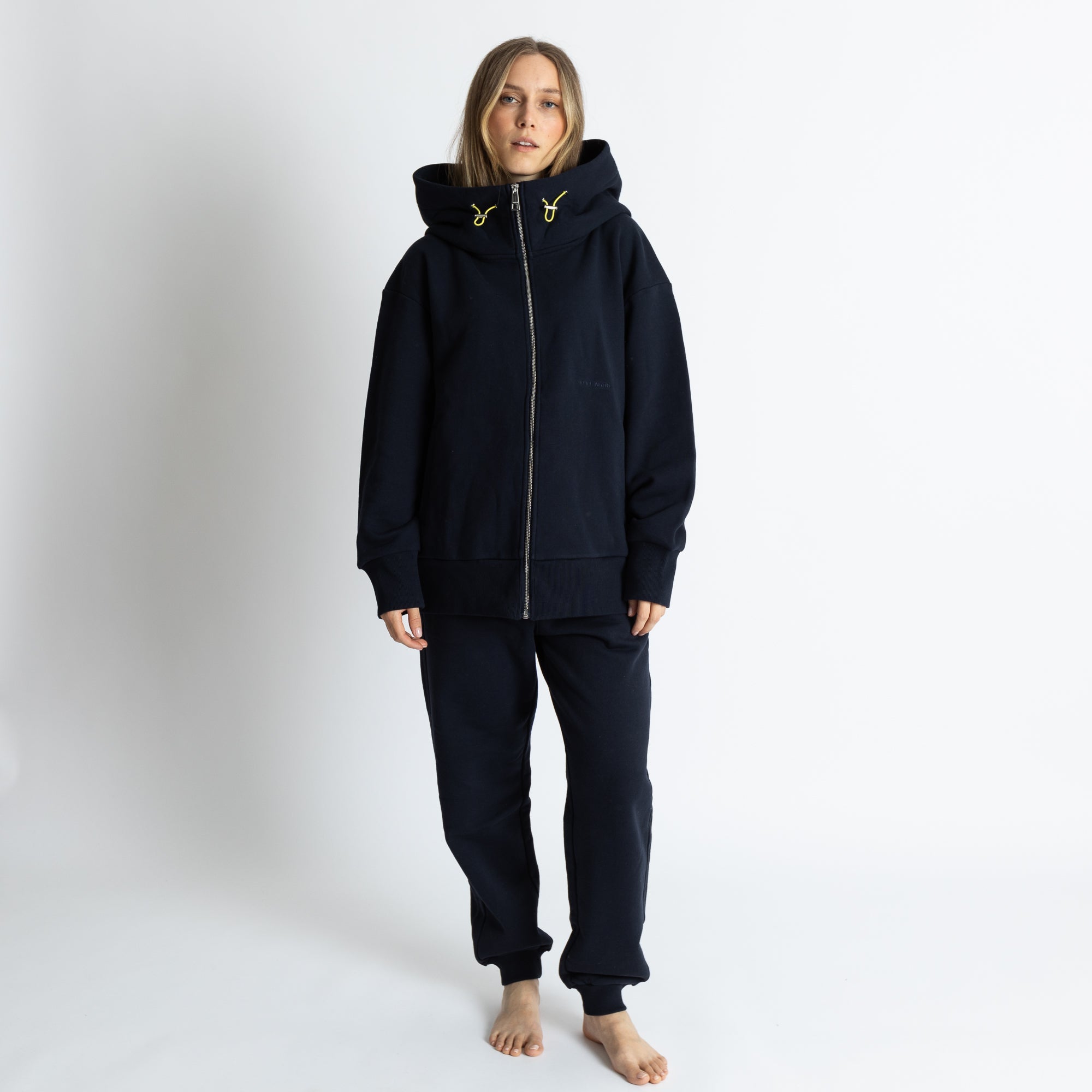 Sweat Jacket hoodie - solid navy - VIVI MARI