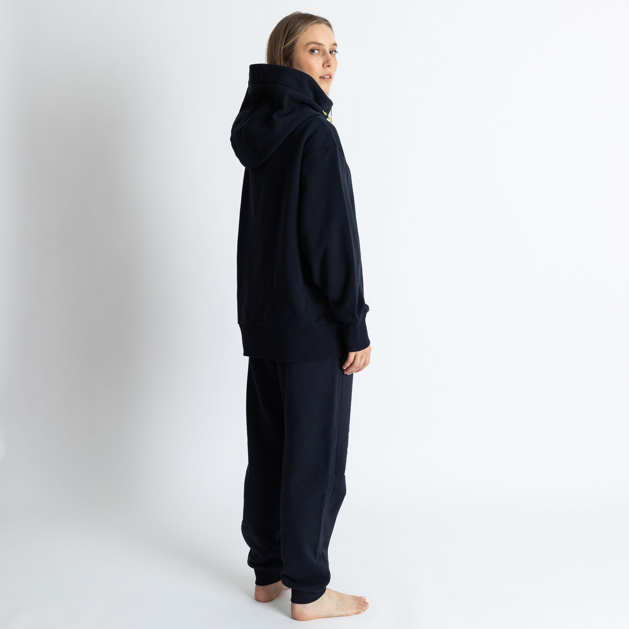 Sweat Jacket hoodie - solid navy - VIVI MARI