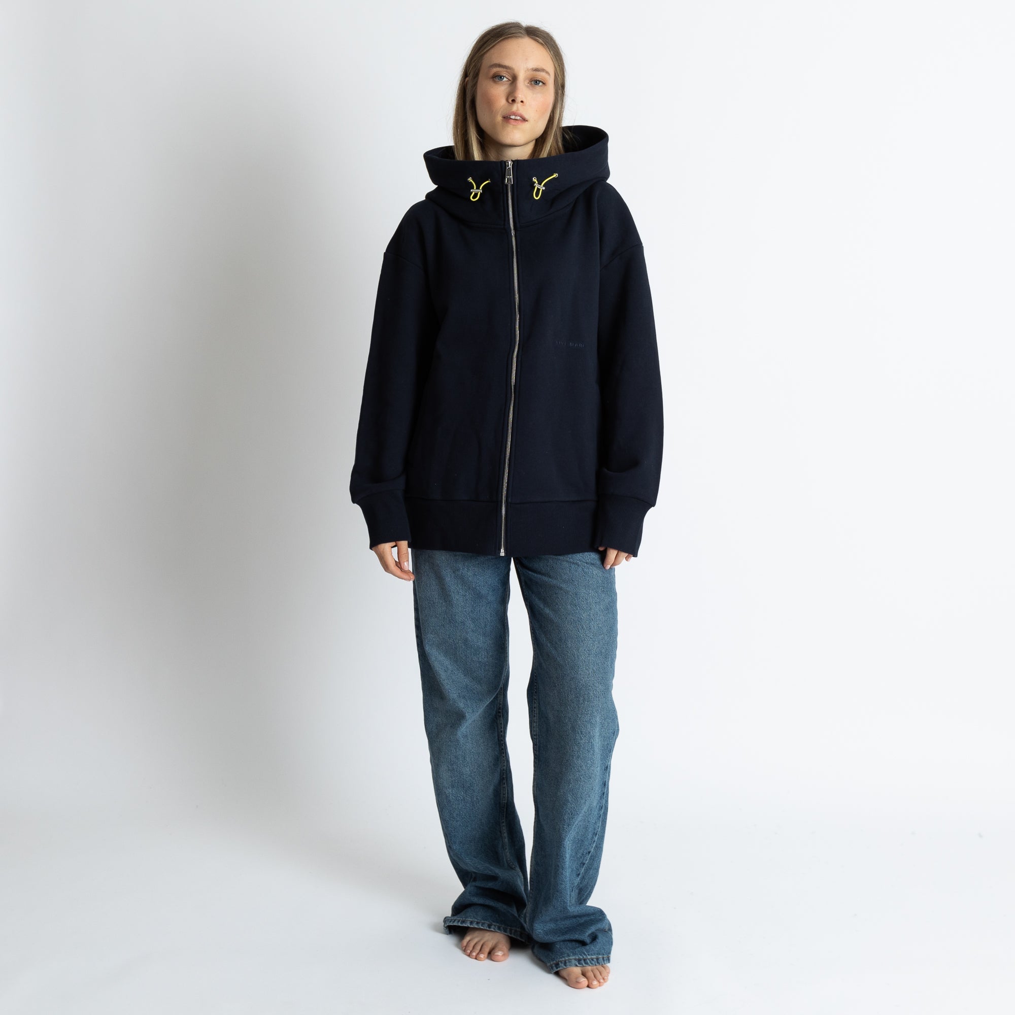 Sweat Jacket hoodie - solid navy - VIVI MARI