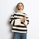 Sweatshirt turtle neck - bold stripes black/sand - VIVI MARI