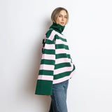 Sweatshirt turtle neck - bold stripes green/rosé - VIVI MARI