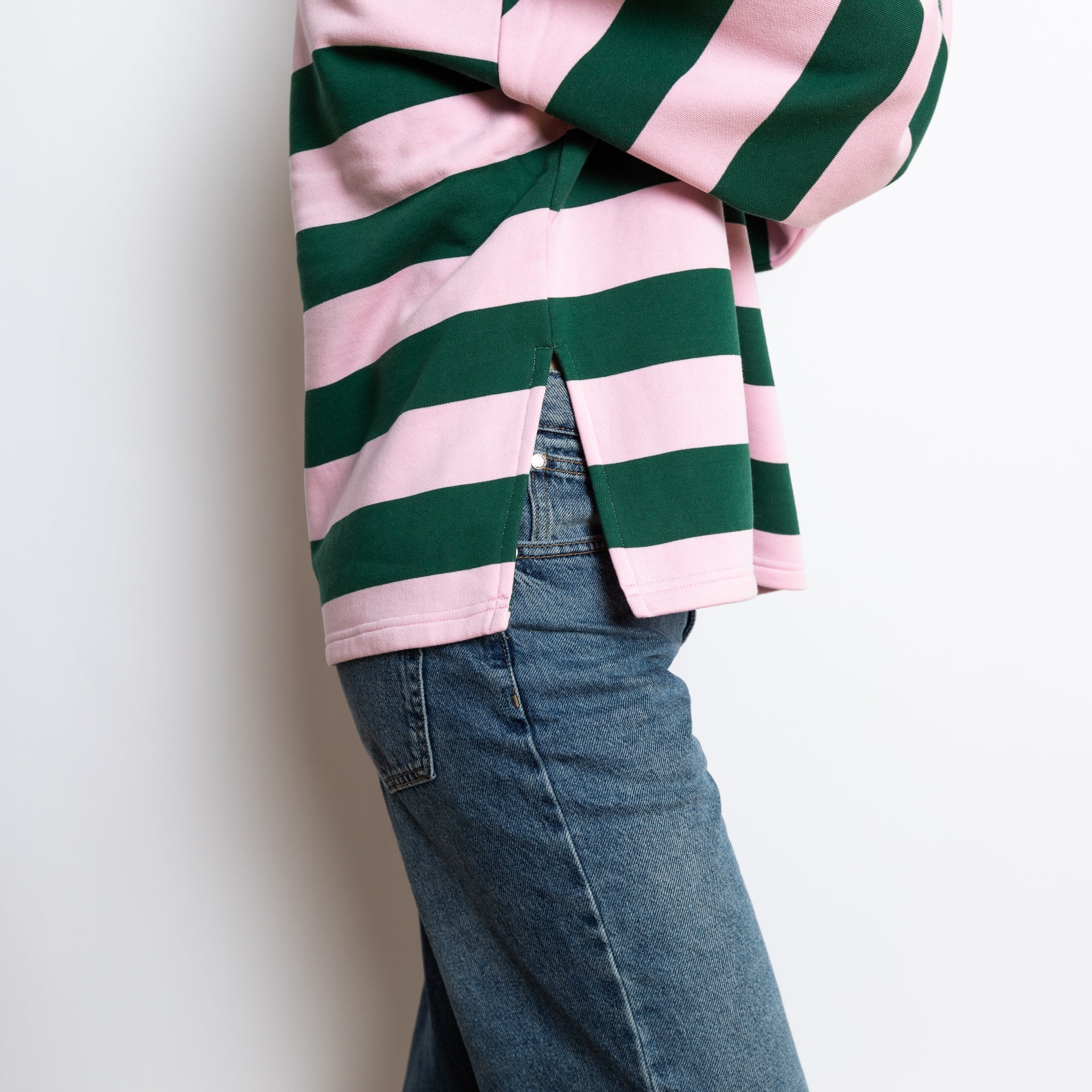 Sweatshirt turtle neck - bold stripes green/rosé - VIVI MARI