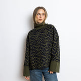 Sweatshirt turtle neck - leo splashes navy/olive - VIVI MARI