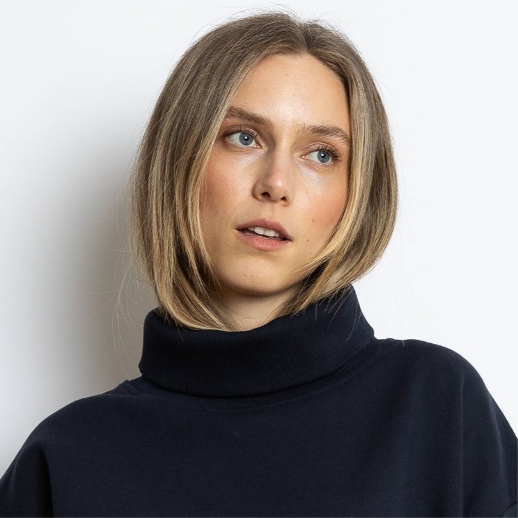 Sweatshirt turtle neck - solid navy - VIVI MARI