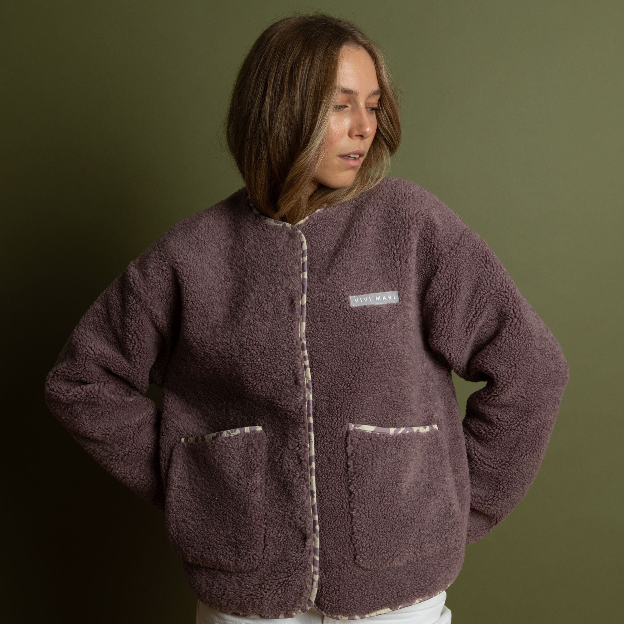 Teddy Fleece Jacket - ash plum - VIVI MARI