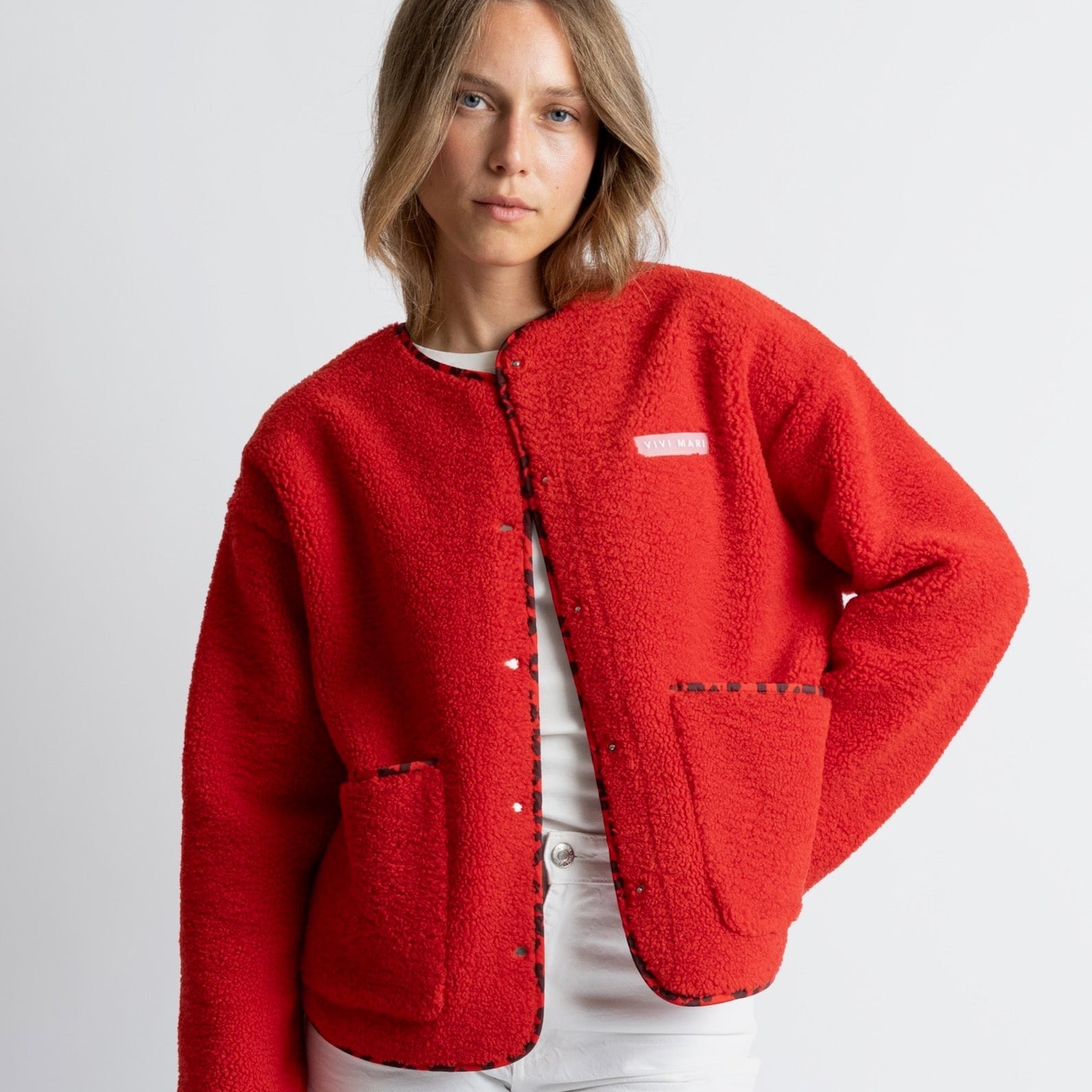 Teddy Fleece Jacket - true red - VIVI MARI