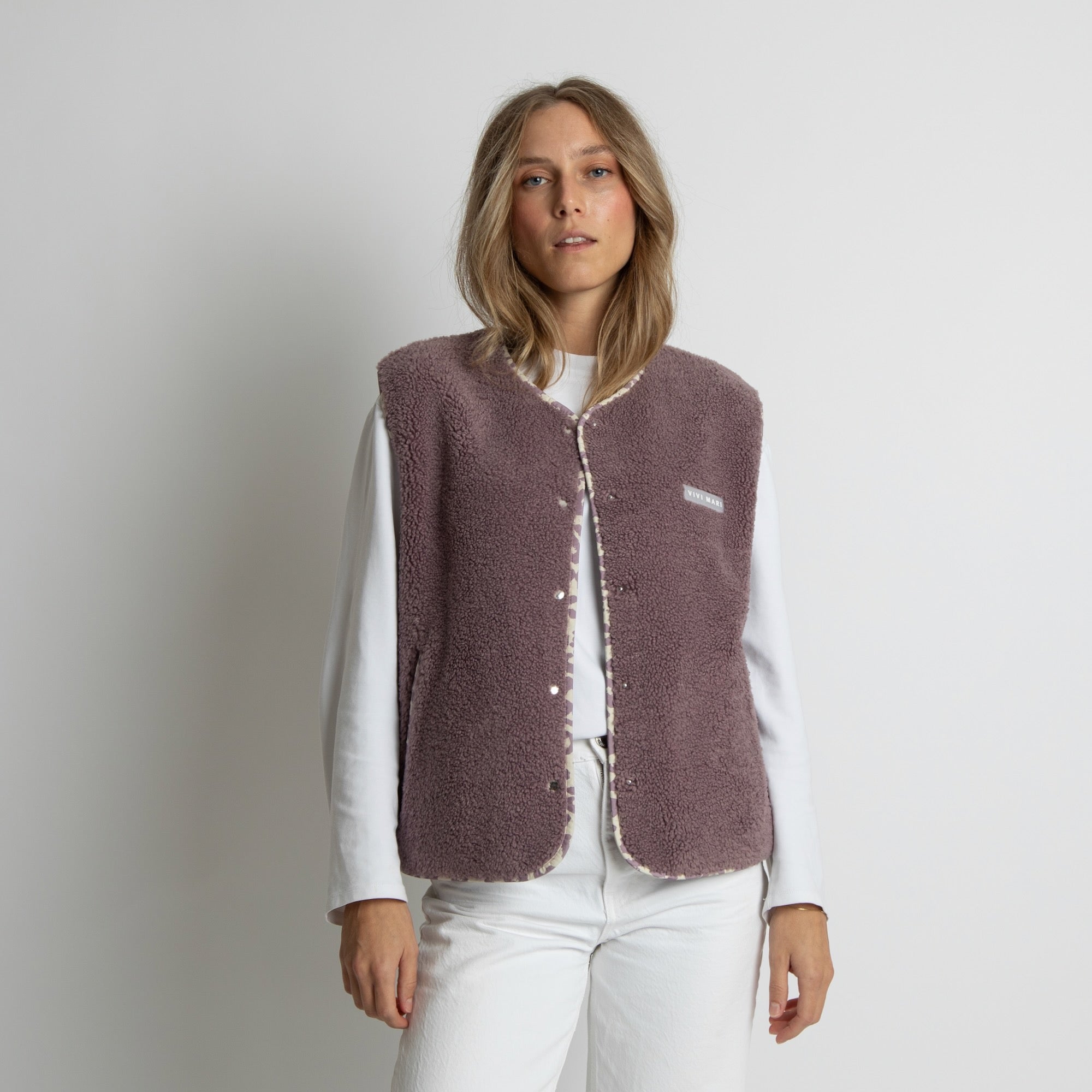 Teddy Fleece Vest - ash plum - VIVI MARI