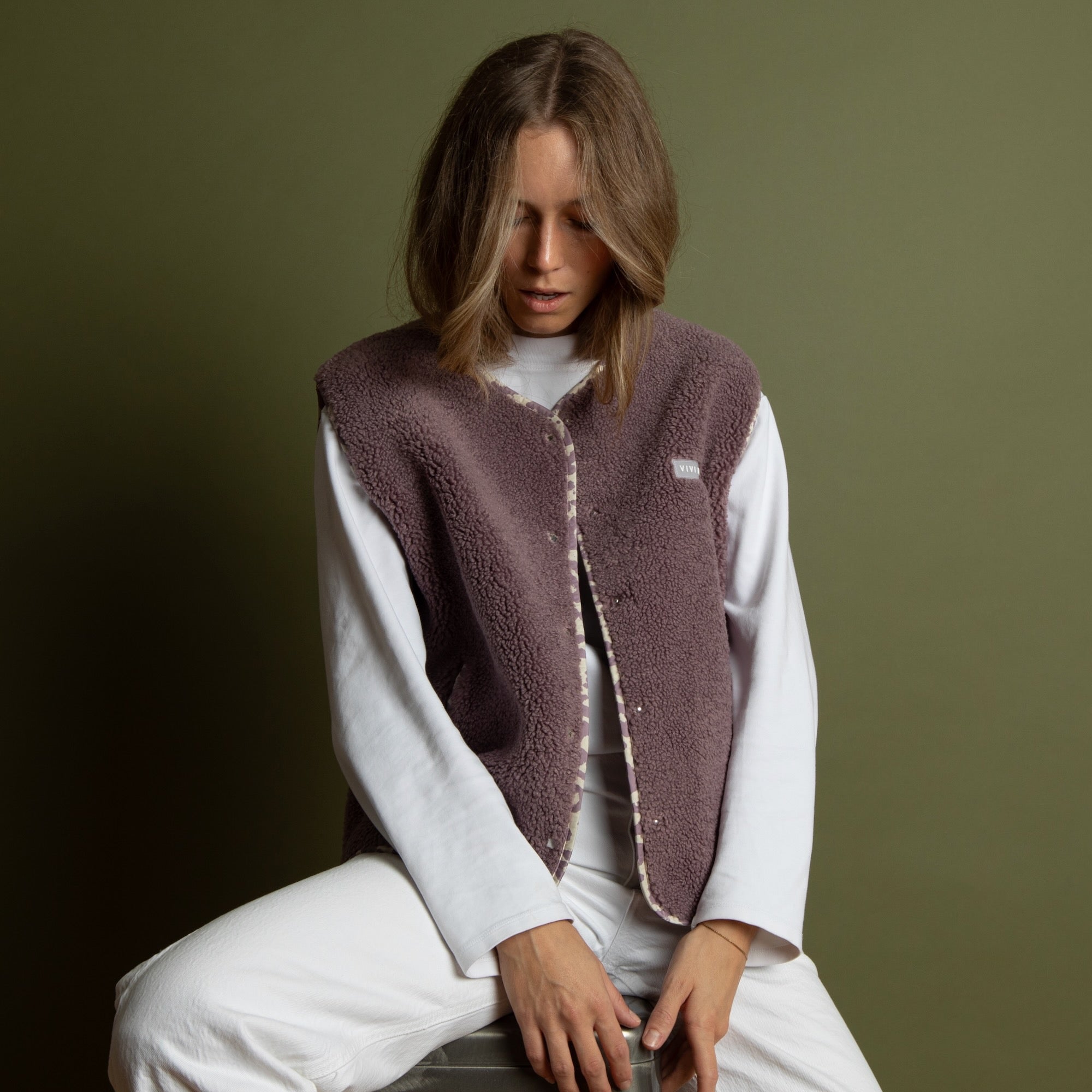 Teddy Fleece Vest - ash plum - VIVI MARI