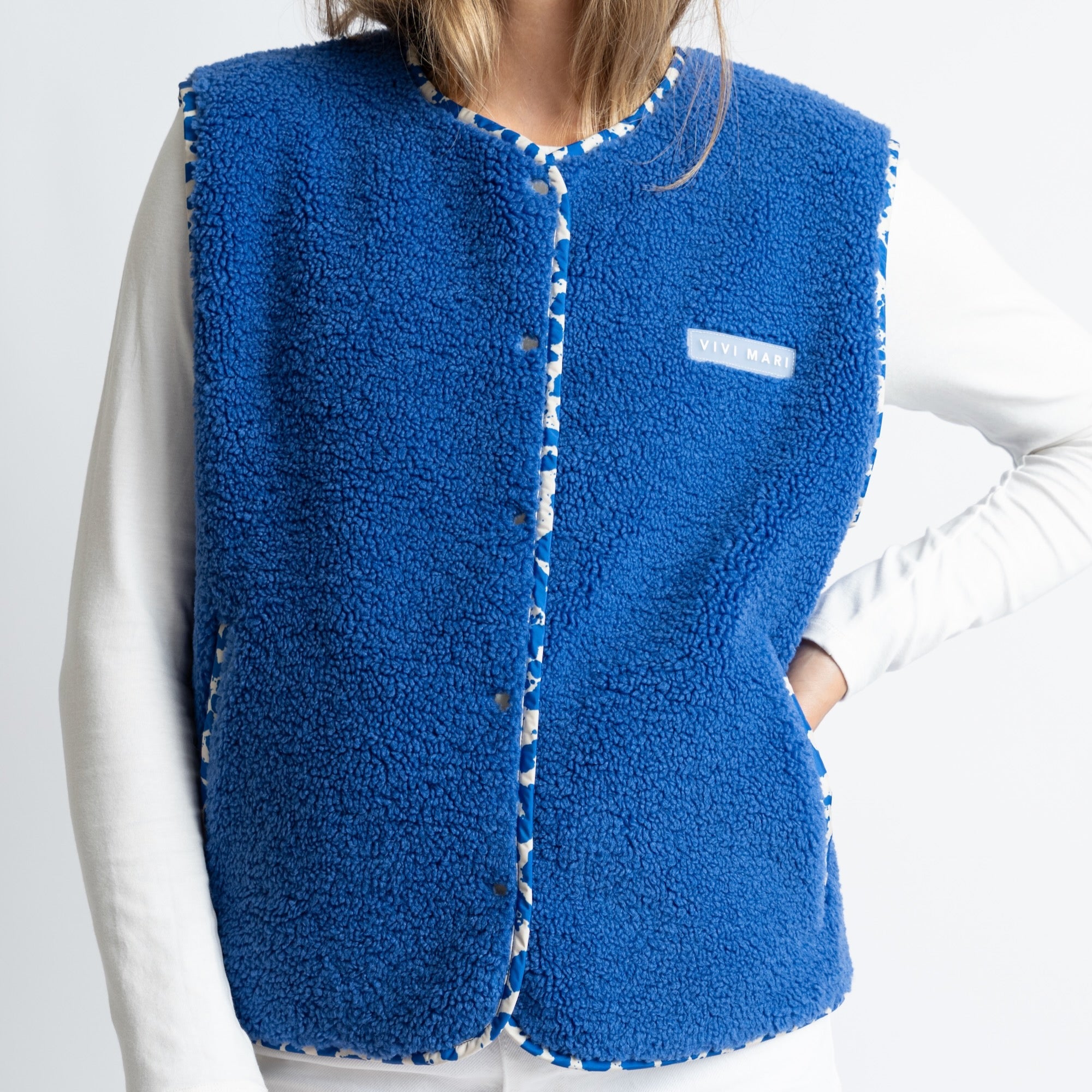 Teddy Fleece Vest - blue - VIVI MARI
