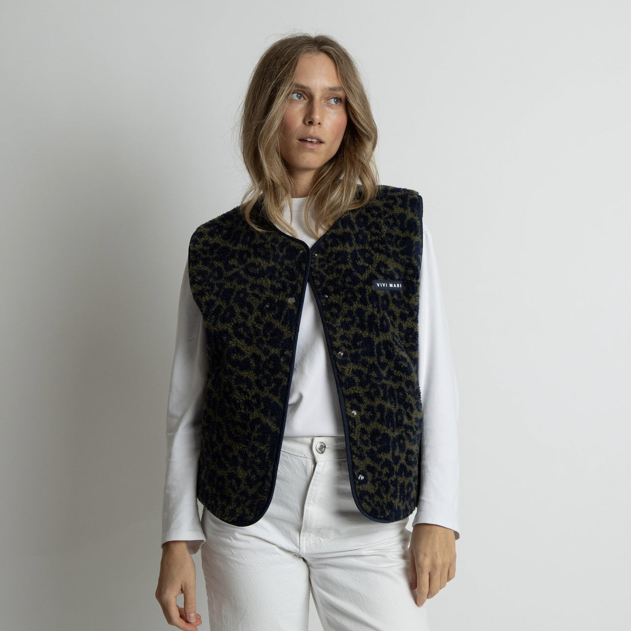 Teddy fleece vest - Dark Olive main image 0