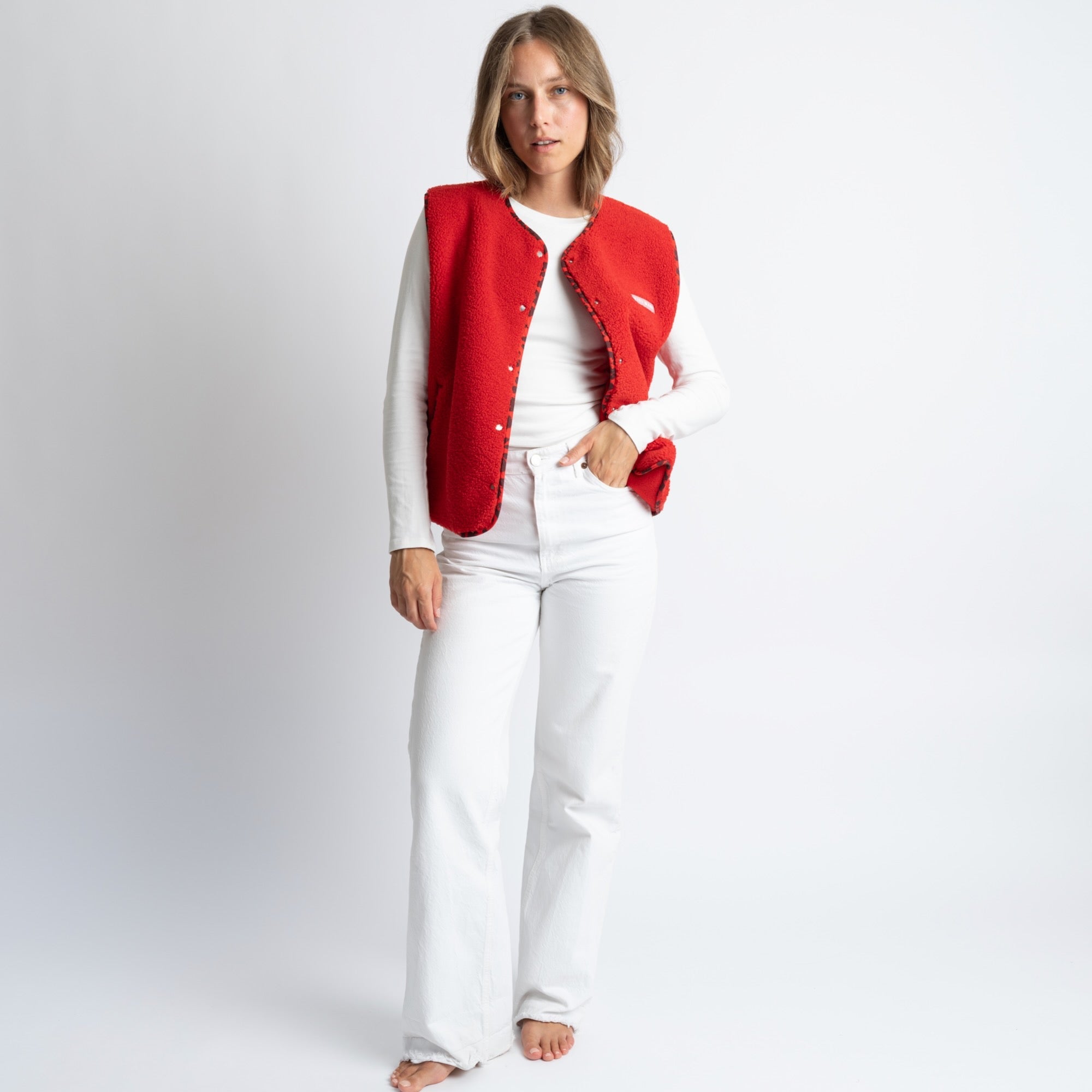 Teddy Fleece Vest - true red - VIVI MARI