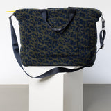 Teddy Tote Bag large + strap basic woven slim - leo splashes navy/olive - VIVI MARI