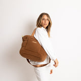 Teddy Tote Bag medium + strap basic woven slim - caramel - VIVI MARI