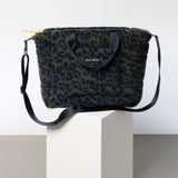 Teddy Tote Bag medium + strap basic woven slim - leo splashes navy/olive - VIVI MARI