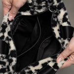 Teddy Tote Bag small + strap basic woven slim - leo splashes black/sand - VIVI MARI