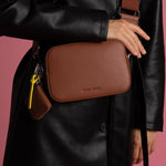 crossbody bag small + strap basic woven - tan - VIVI MARI