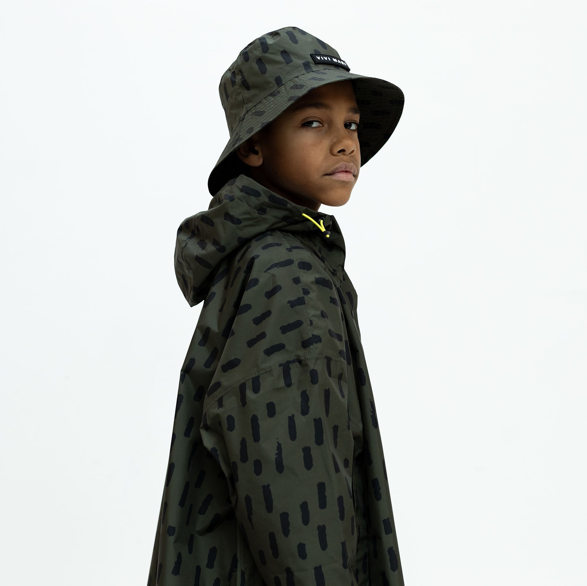 Kids Bucket Hat drops olive/black - VIVI MARI