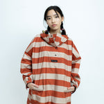 Kids Raincoat bold stripes cinnamon/latte - VIVI MARI