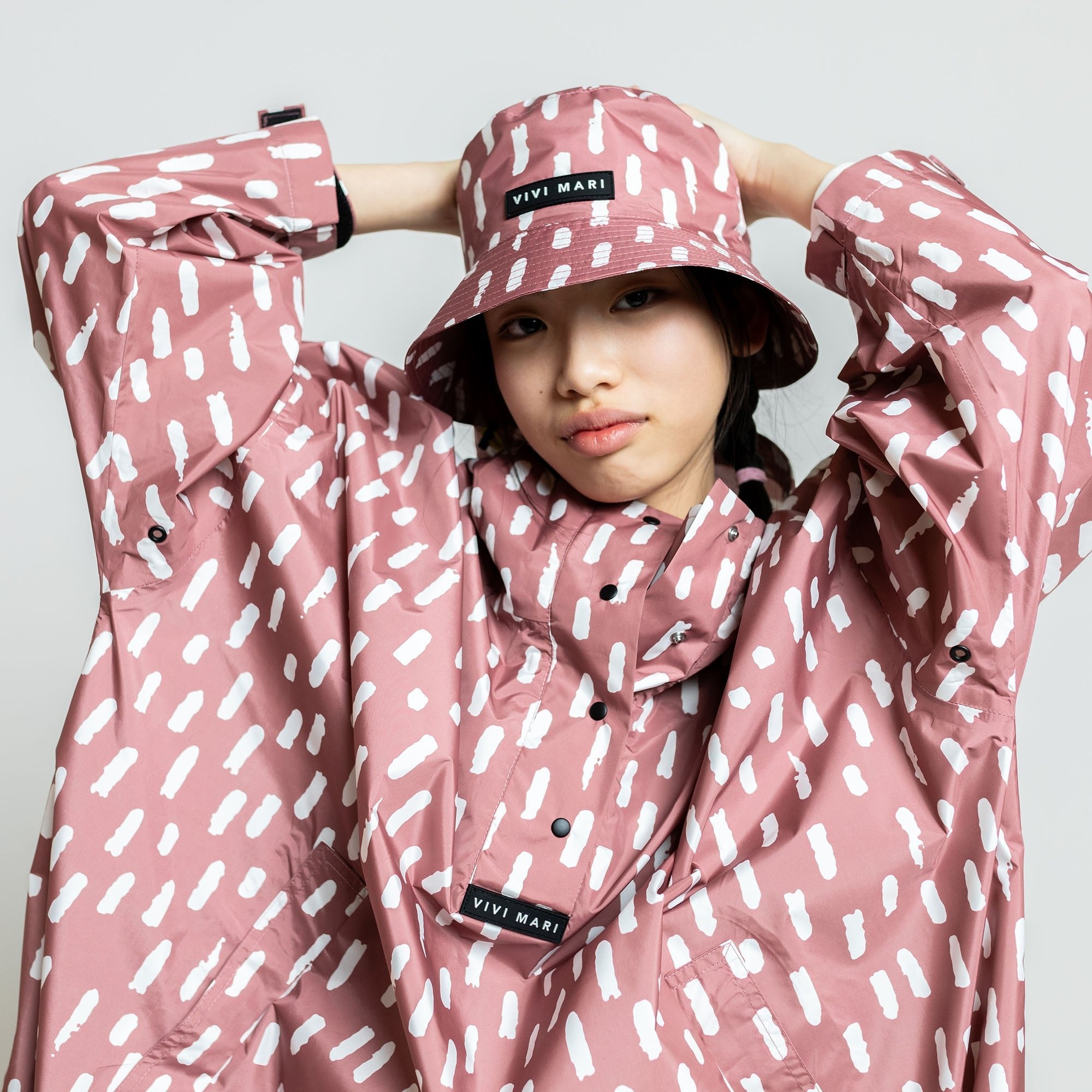 Kids Raincoat drops mauve/white - VIVI MARI