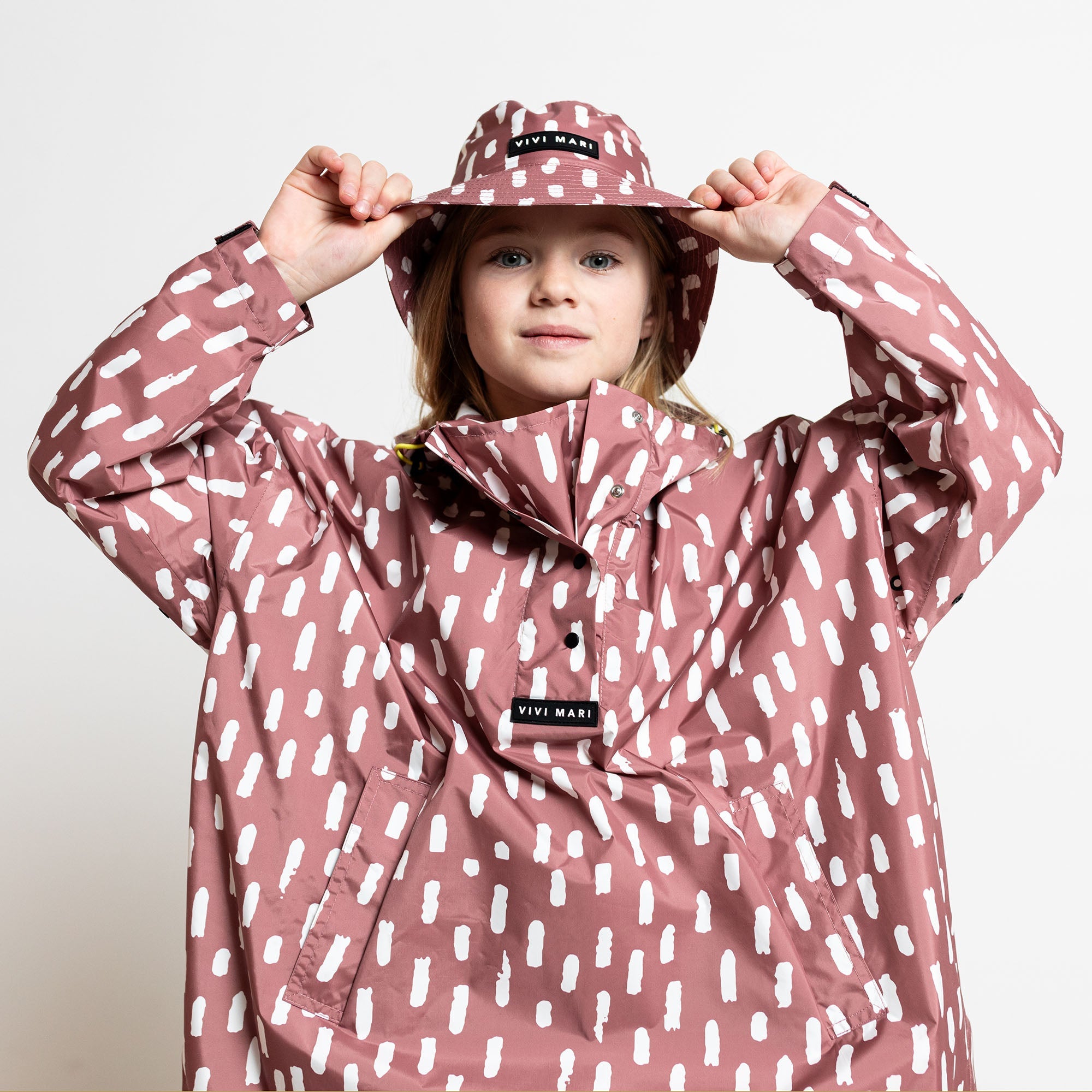 Kids Raincoat drops mauve/white - VIVI MARI