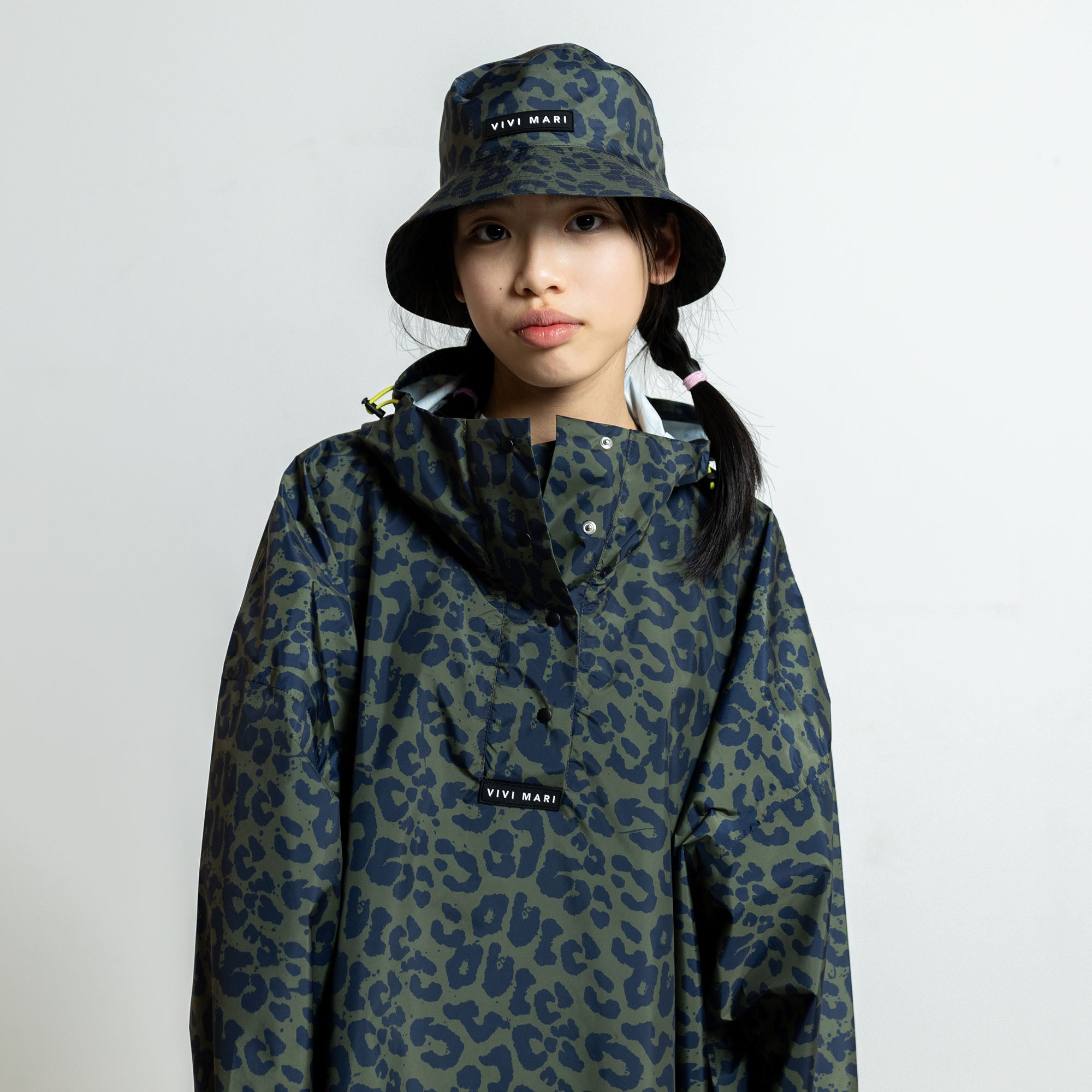 Kids Raincoat leo splashes navy/olive - VIVI MARI