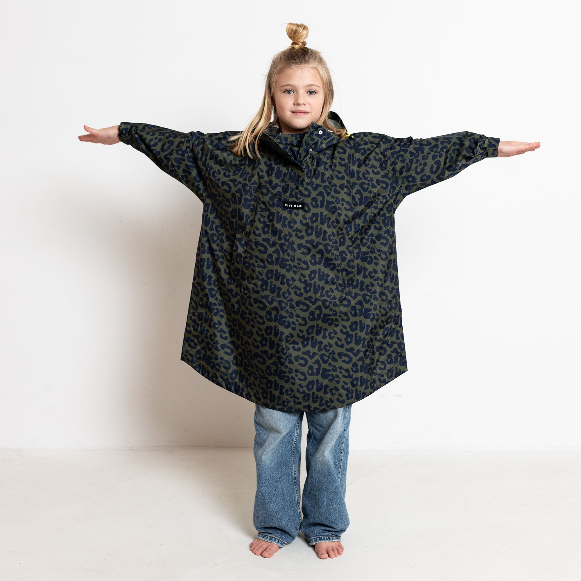 Kids Raincoat leo splashes navy/olive - VIVI MARI