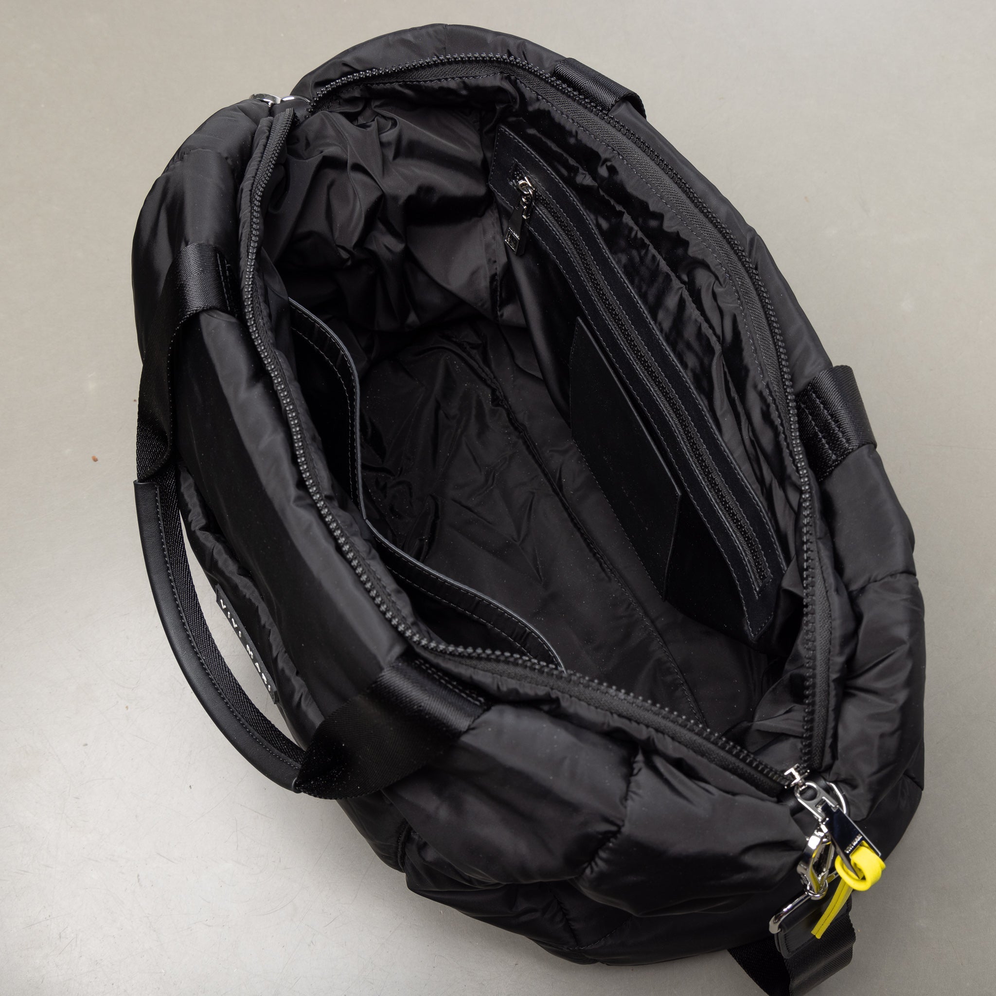 padded tote bag large + strap basic woven slim - black - VIVI MARI