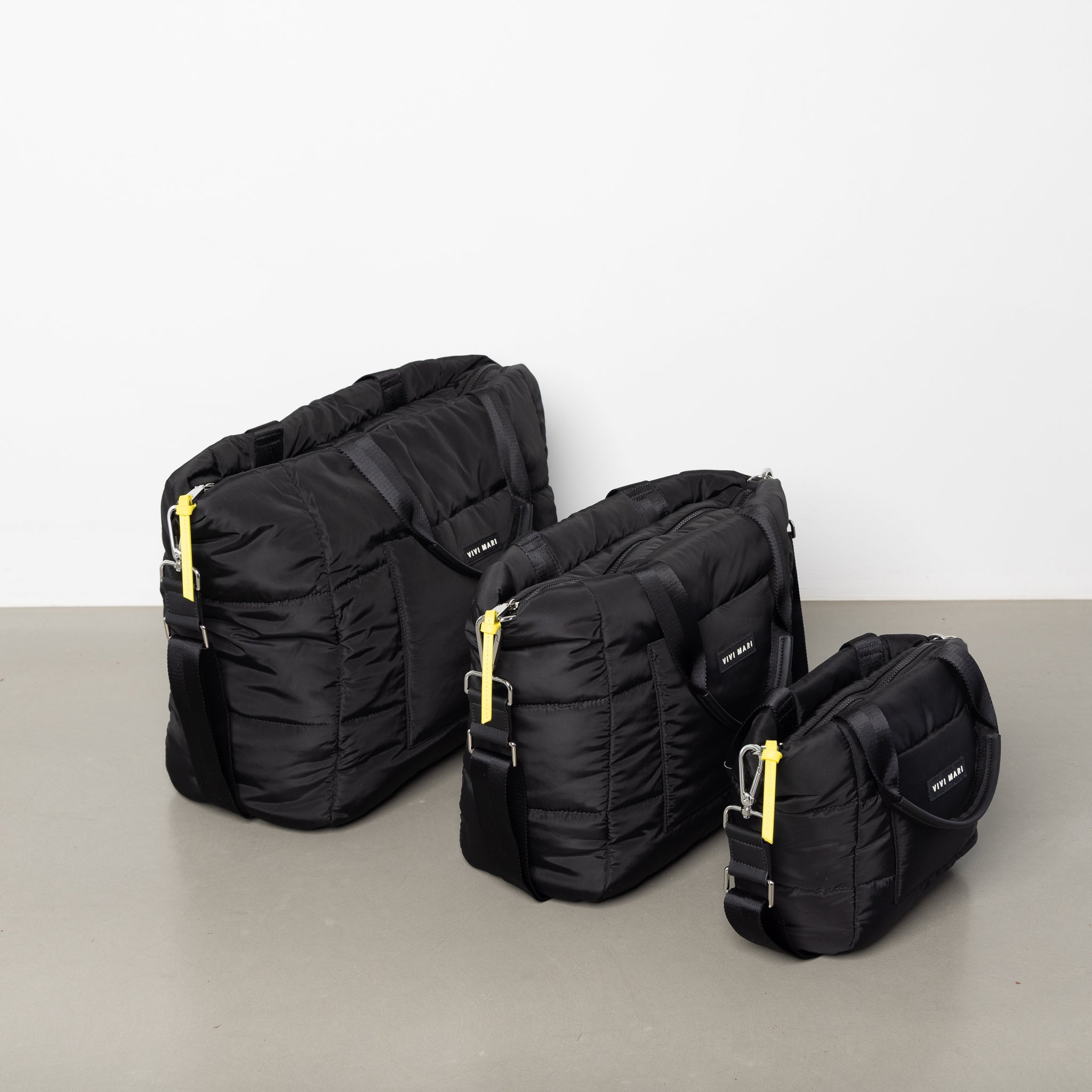 padded tote bag large + strap basic woven slim - black - VIVI MARI