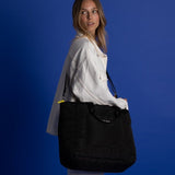 padded tote bag large + strap basic woven slim - black - VIVI MARI